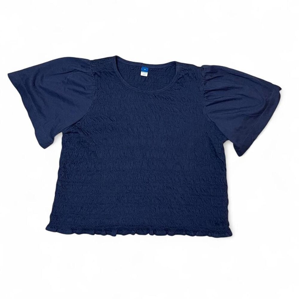 Old Navy Women's Navy Crinkled Body - Flowy Short Sleeve Blouse
